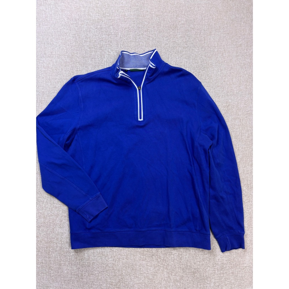 Bobby Jones Mens XL Quarter Zip Pullover Royal Blue Pima Cotton Golf Sweater